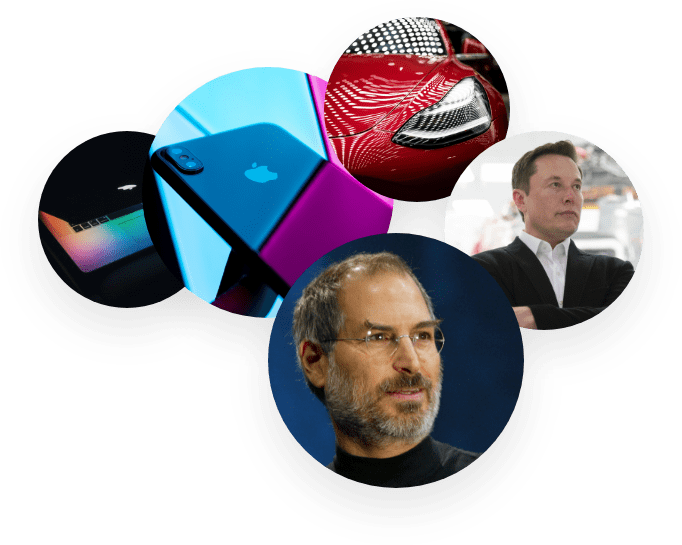 Tesla Elon Musk, Apple Steve Jobs